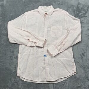 J Crew Baird McNutt Irish Linen Shirt Mens Medium Slim Pink Solid Long Sleeve
